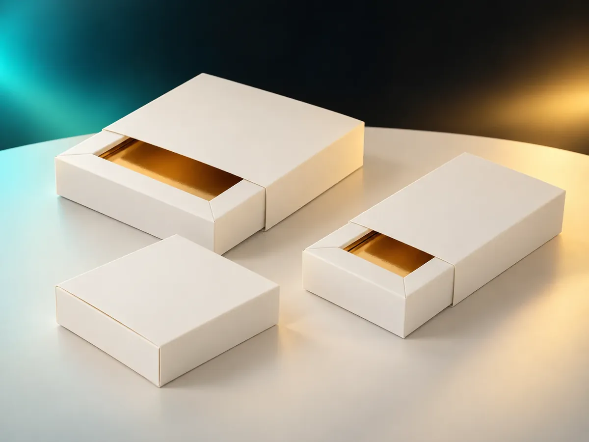 Scatole a cassetto bianche con interno oro