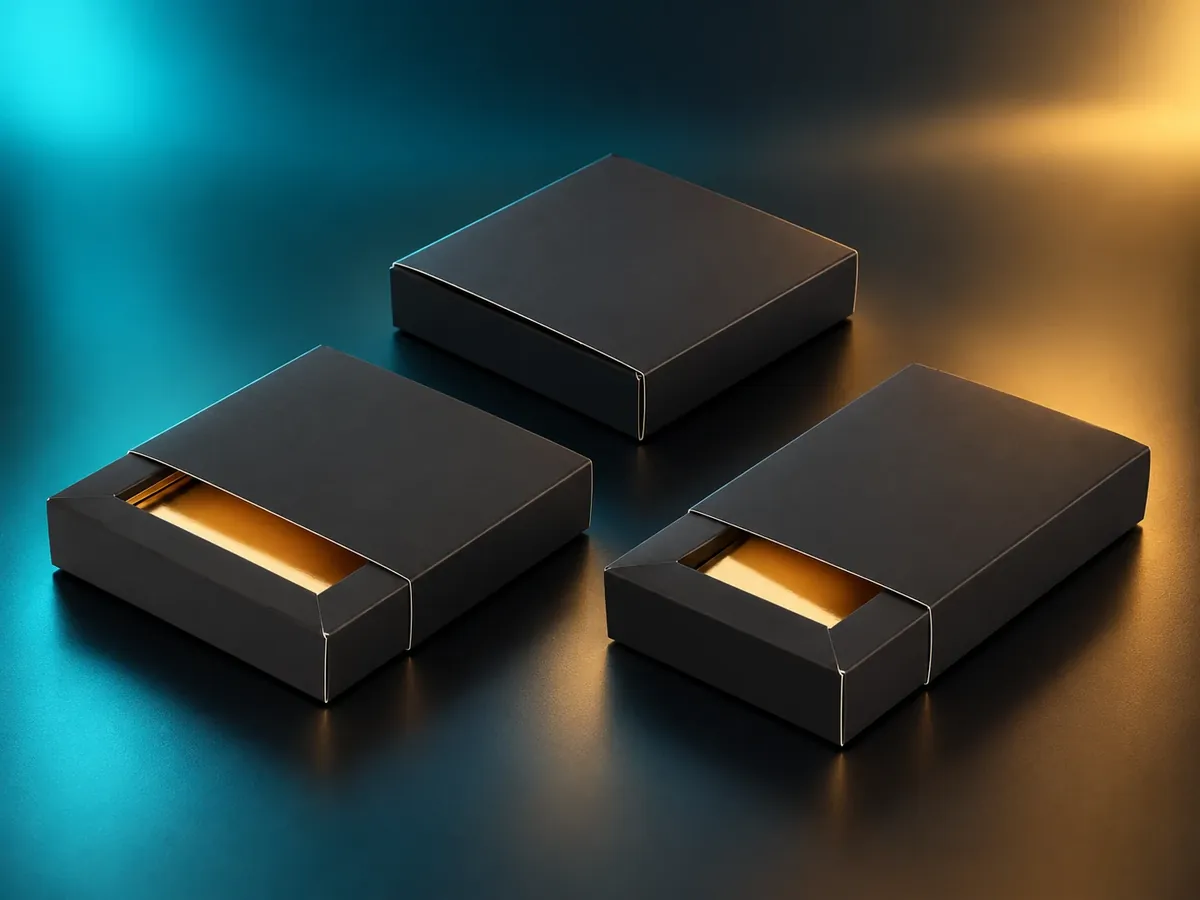 Scatole a cassetto nere con interno oro