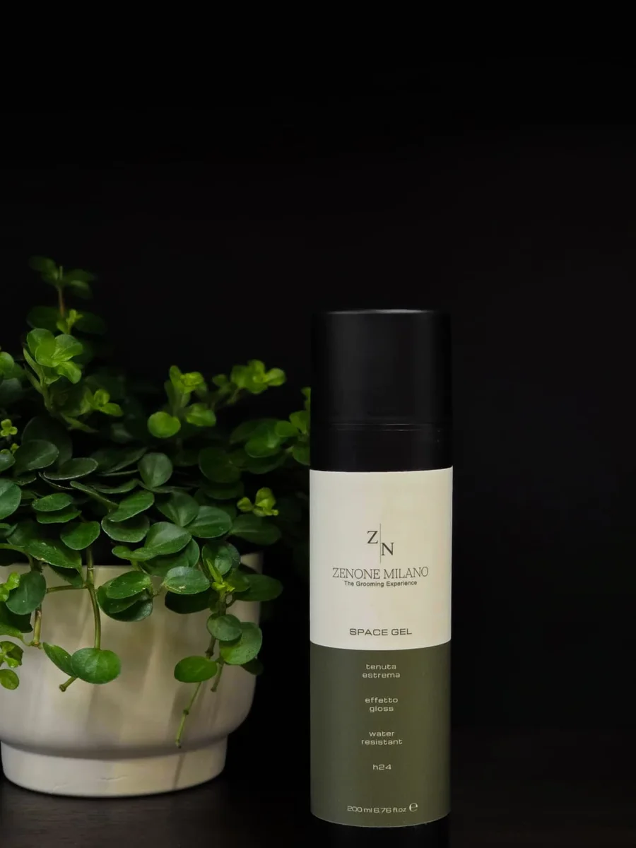Space Gel Zenone Milano con etichetta crema e verde oliva