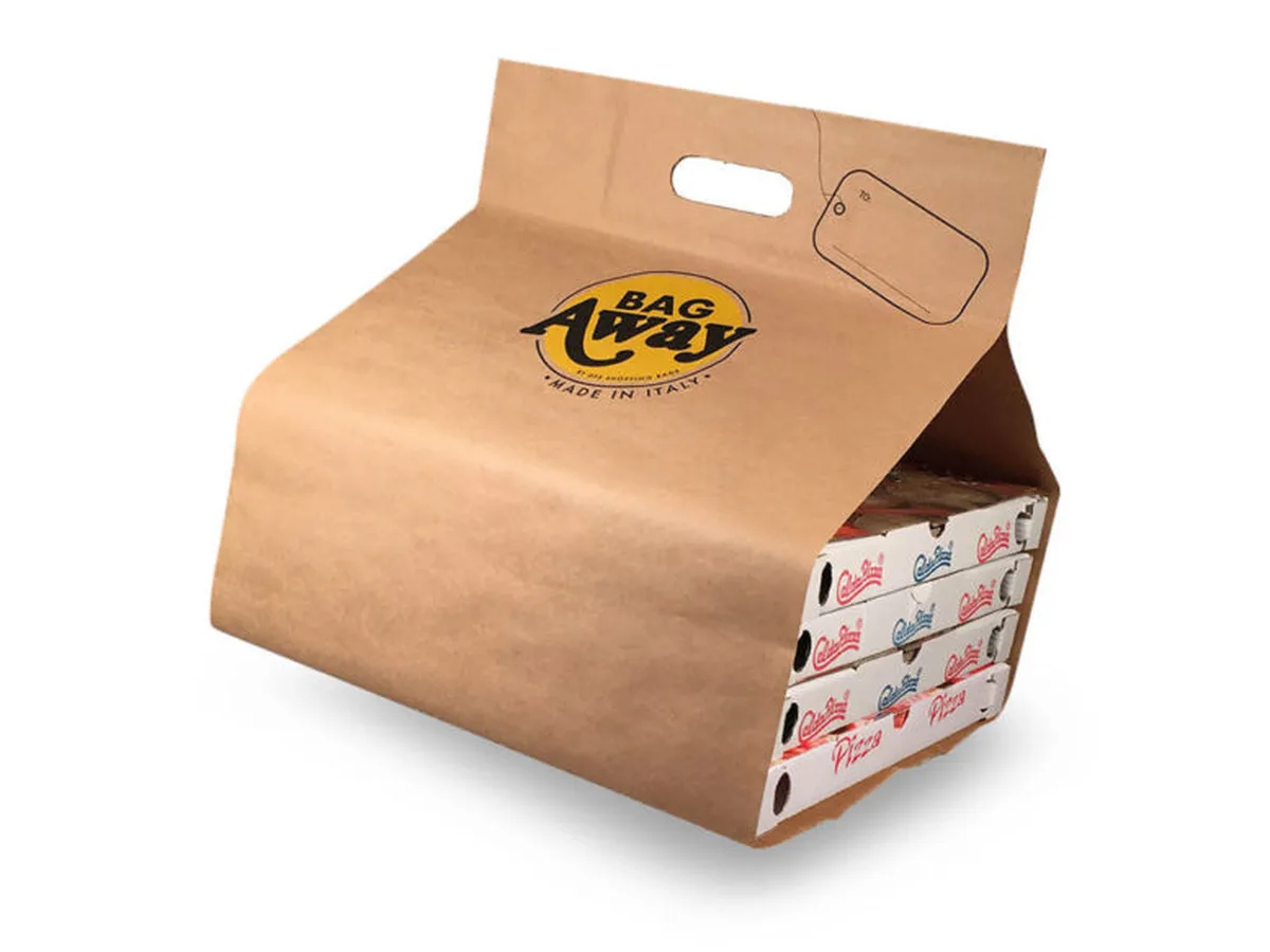 Borsa take away Bag Away in carta per cartoni della pizza